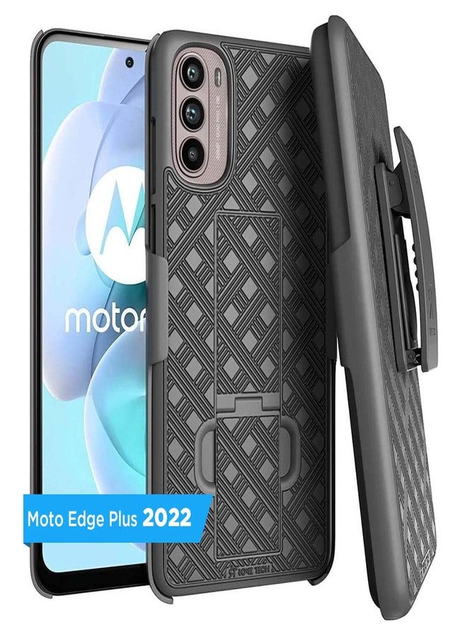 ROME TECH Designed for Motorola Edge Plus 2022 / Plus 5G UW/Edge Pro 30 - XT22011 Case with Belt Clip Holster - Kickstand Cover Phone Case - Black - Image 1