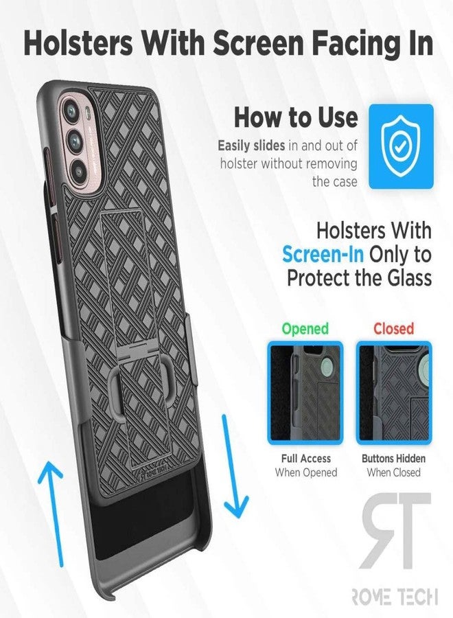 ROME TECH Designed for Motorola Edge Plus 2022 / Plus 5G UW/Edge Pro 30 - XT22011 Case with Belt Clip Holster - Kickstand Cover Phone Case - Black - Image 4