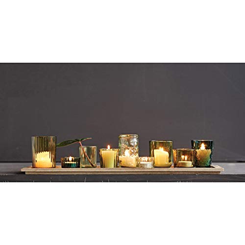 Creative Co-Op Wood Tray with 9 Green Glass Votive Holders - Image 5