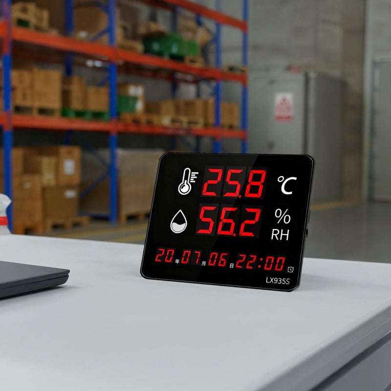 ميزان الحرارة الرقمي ومقياس الرطوبة مع مسبار 6 أقدام وشاشة LED كبيرة وتنبيه بدرجات الحرارة العالية والمنخفضة - Image 5