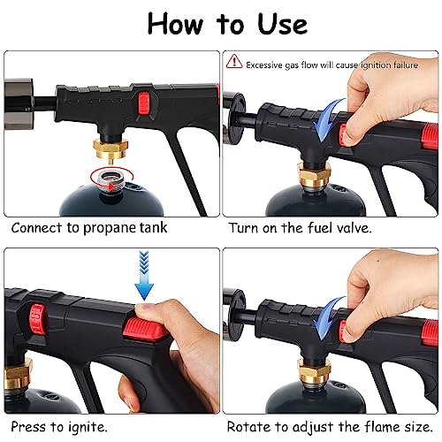 Striludo POWERFUL Grill & Cooking Propane Torch,Sear Torch Sous Vide,Culinary Kitchen Blow Torch,Campire Charcoal Starter,Adjustable Flame Thrower,Fire Gun for Steak,BBQ (Tank Not Included) - Image 4