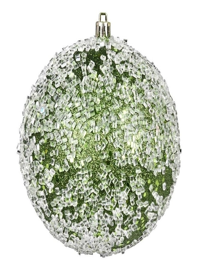 Vickerman 4" Plastic Hail Ball Ornaments in Glitter Moss Green (Set of 6) - Image 1