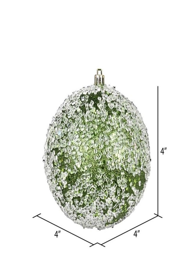 Vickerman 4" Plastic Hail Ball Ornaments in Glitter Moss Green (Set of 6) - Image 2