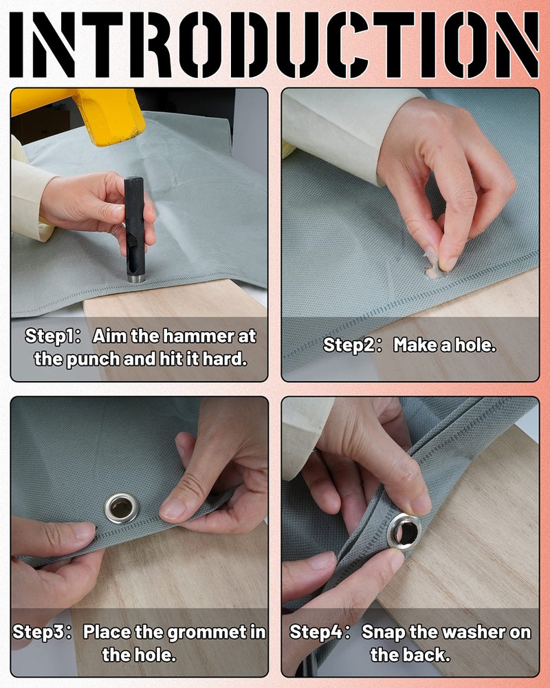 MoHern 150Pcs 1/2 Inch Grommet Tool Kit Leather Hole Punch Pliers Grommets Kit With 150 Metal Eyelets In Silver For Leather Shoes Fabric Belts - Image 4