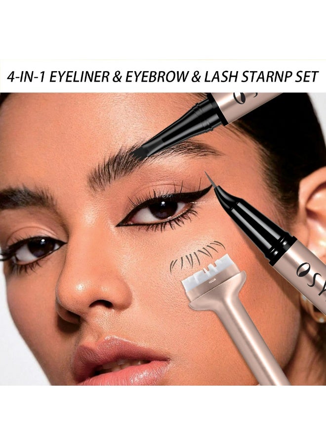 OSYA Waterproof 4-In-1 Eyeliner & Eyebrow & Lash Stamp Set Brown Color - Image 2