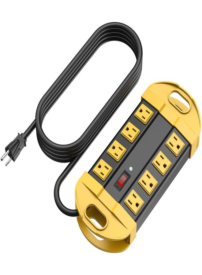 CCCEI Heavy Duty Power Strip Surge Protector, Metal 8 Outlets Power Strip for Appliance. Garage Shop Industrial Workbench 15 AMP Outlets Strip. 6FT Extension Cord, Yellow - Image 1
