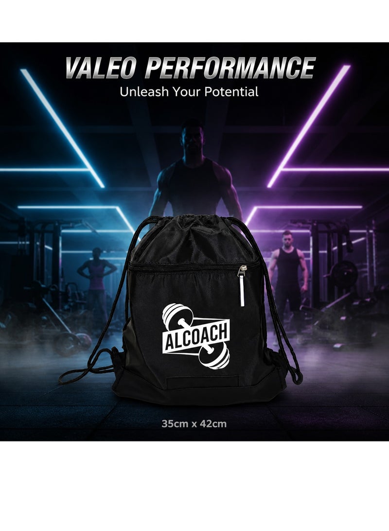 ALCOACH Women's and men's water-resistant drawstring sports backpack, black fabric backpack with drawstring, lightweight sports bag - Image 1