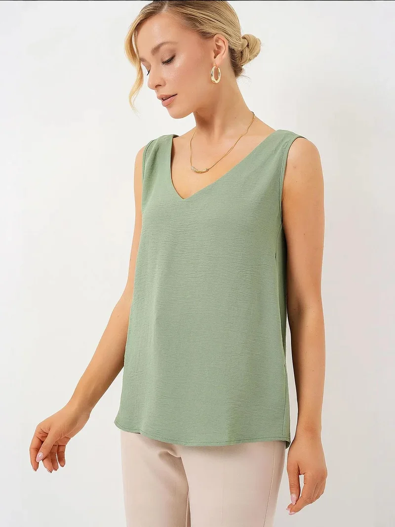 BIG DART BDART Textured V-Neck Sleeveless Blouse