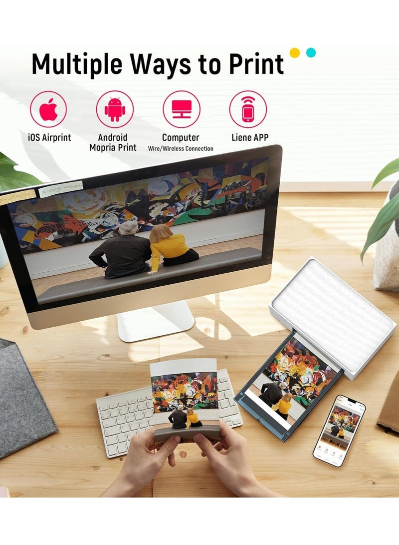 ليين طابعة صور Liene مقاس 4x6 بوصة، طابعة للهواتف مع 100 ورقة و3 خراطيش، طابعة صور ملونة كاملة، طابعة صور محمولة وفورية لهواتف iPhone وAndroid، طابعة حرارية بالتسامي اللوني، طابعة صور لاسلكية مع 100 ورقة - Image 4