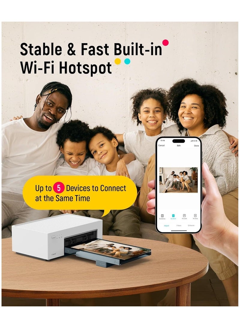 ليين طابعة صور Liene مقاس 4x6 بوصة، طابعة للهواتف مع 100 ورقة و3 خراطيش، طابعة صور ملونة كاملة، طابعة صور محمولة وفورية لهواتف iPhone وAndroid، طابعة حرارية بالتسامي اللوني، طابعة صور لاسلكية مع 100 ورقة - Image 3