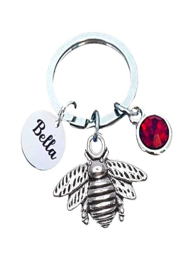 Infinity Collection Personalized Bee Gift, Custom Engraved Bee Keychain with Birthstone, Bee Jewelry Gift for Men & Women - Image 1