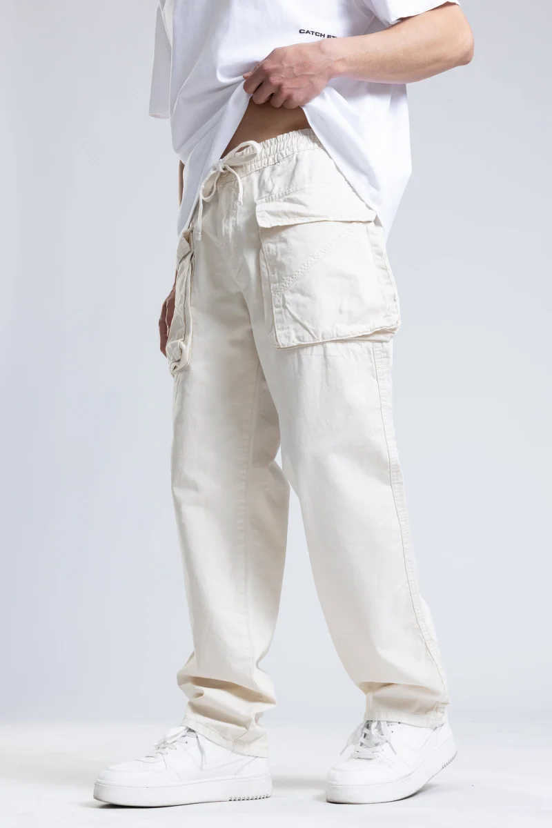 كاتش بنطال كارجو من قماش الغبردين
