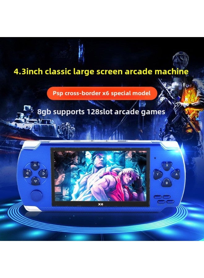 X6 Game Machine 4.3 Large Screen Nostalgic Handheld 128 Arcade Retro Handheld Game Machine PSP Game Machine Spot-Product Color:Blue-Model:X6 Special Edition - Image 1
