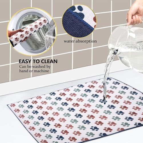 OAN Ultra Absorbent Reversible 58x38 cm Microfiber Dish Drying Mat and Protector for Kitchen Counter Tops, Sinks - Folds for Compact Storage - Extra Large, (Circle and Bear Paw) (Pack of 2) - Image 2