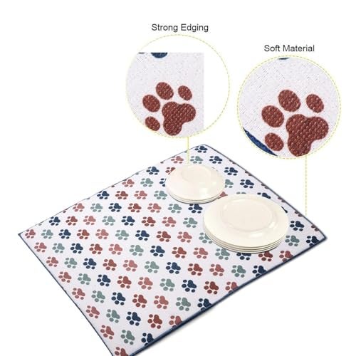 OAN Ultra Absorbent Reversible 58x38 cm Microfiber Dish Drying Mat and Protector for Kitchen Counter Tops, Sinks - Folds for Compact Storage - Extra Large, (Circle and Bear Paw) (Pack of 2) - Image 3