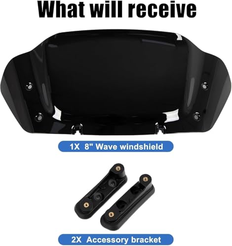 WYNMOTO Black 10" Wave Windshield Windscreen Wind Splitter Fit for Harley Davidson CVO Street Glide FLHXSE 2023 2024, Street Glide FLHX 2024-up (Black) - Image 5
