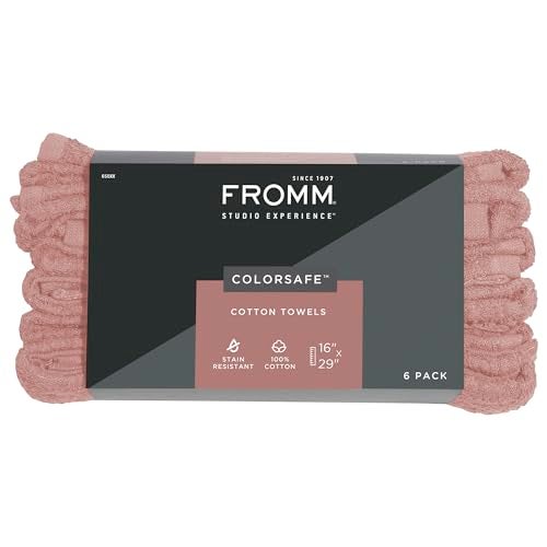 Fromm ColorSafe 100% Cotton Bleach Proof Salon Hair Towels for Hairstylists, Barbers, Spa, Gym in Terracotta, 16" by 29", 6 count Absorbent Stain Resistant Towels for Drying Curly, Long, Wavy Hair - Image 1