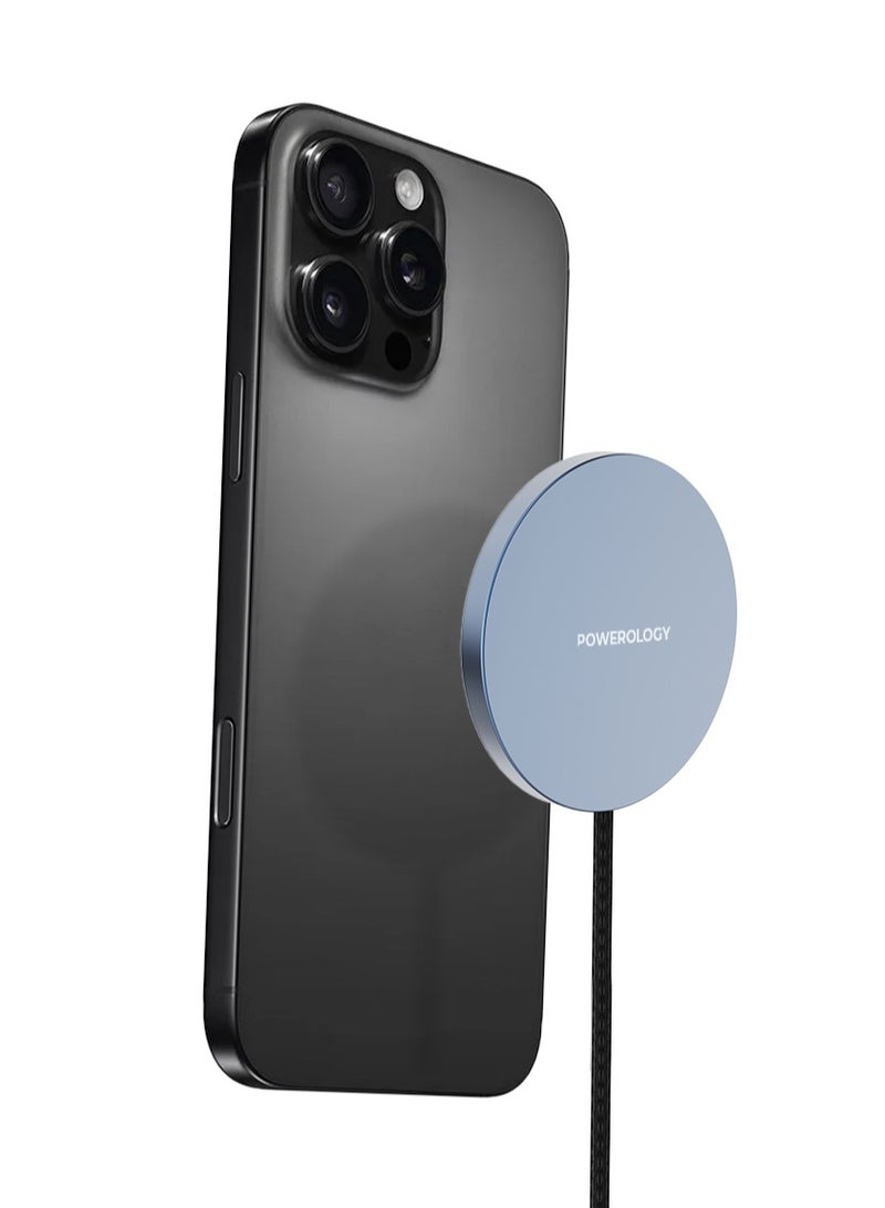 باورولوجي Qi 2 شاحن لاسلكي مغناطيسي من Elero بقوة 15 وات / تصميم رفيع للغاية / شحن سريع / طول الكابل 1.2 متر / تقنية Qi2 / متوافق مع iPhone 16/15/14/13/12 وAirPods - رمادي - Image 4