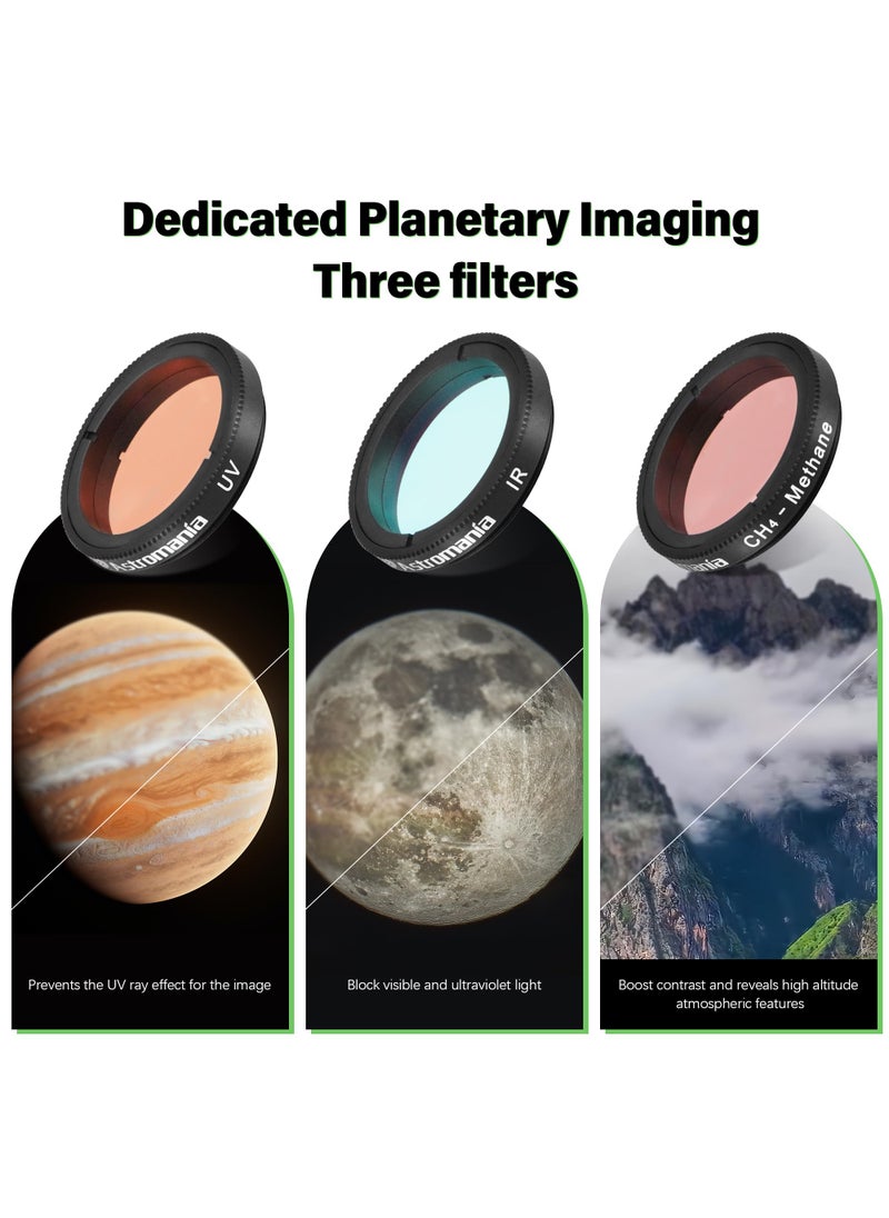 Astromania Astromania 1.25-Inch Specialized Planetary Imaging Filter Set 3-Pieces (Ultraviolet (UV) filter/Methane (CH4) filter/Infrared (IR) filter) - Each filter is specifically designed to enhance astrophotos  - Image 2