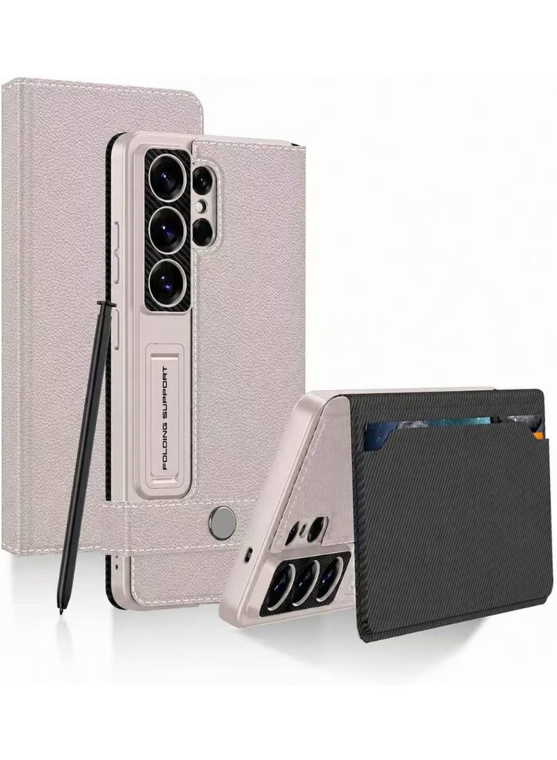 GKK Premium GKK For Samsung Galaxy S26 Ultra Leather Flip Case with Card Holder, Kickstand Leather Flip Phone Cover، Titanium، Samsung Galaxy S26 Ultra - Image 1