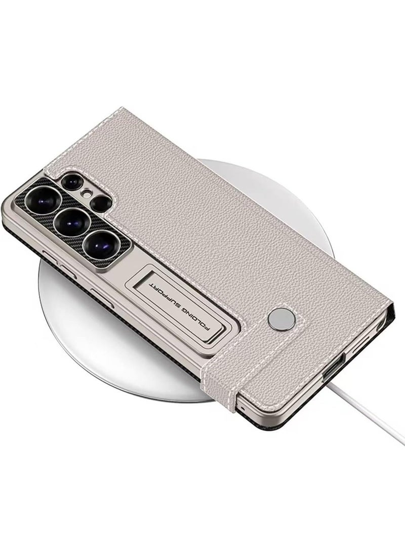 GKK Premium GKK For Samsung Galaxy S26 Ultra Leather Flip Case with Card Holder, Kickstand Leather Flip Phone Cover، Titanium، Samsung Galaxy S26 Ultra - Image 2
