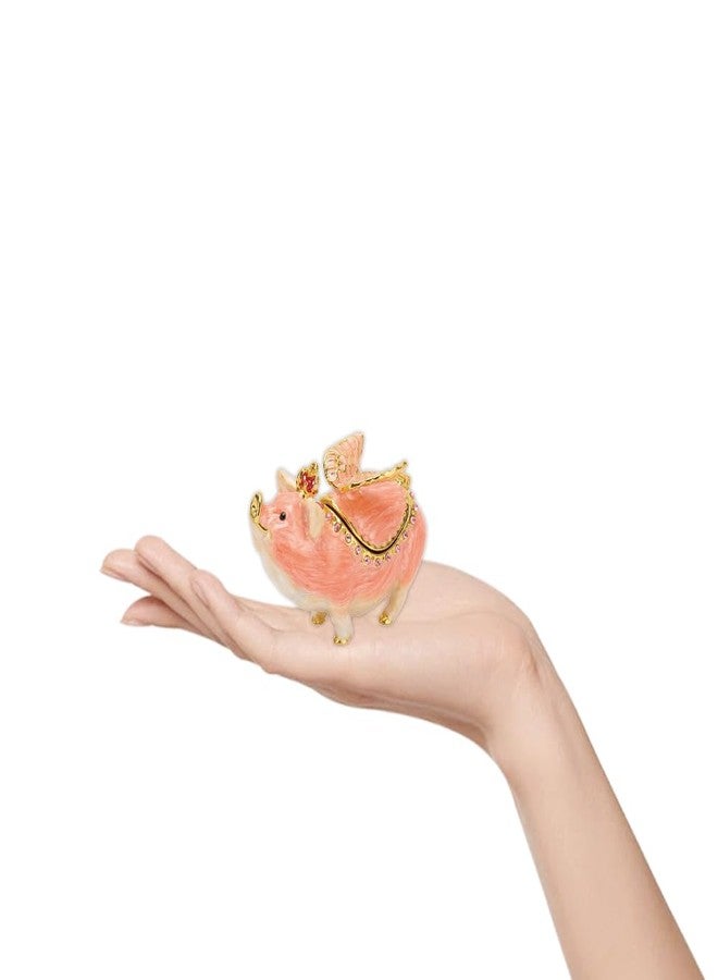 حامل مجوهرات على شكل خنزير ليوباكات، حامل معدني مفصلي قابل للتحصيل، ديكور منزلي لطيف، صندوق تخزين مجوهرات مزخرف، هدية فريدة، زينة، قطعة ديكور جمالية للمكتب للفتيات والنساء - Image 5