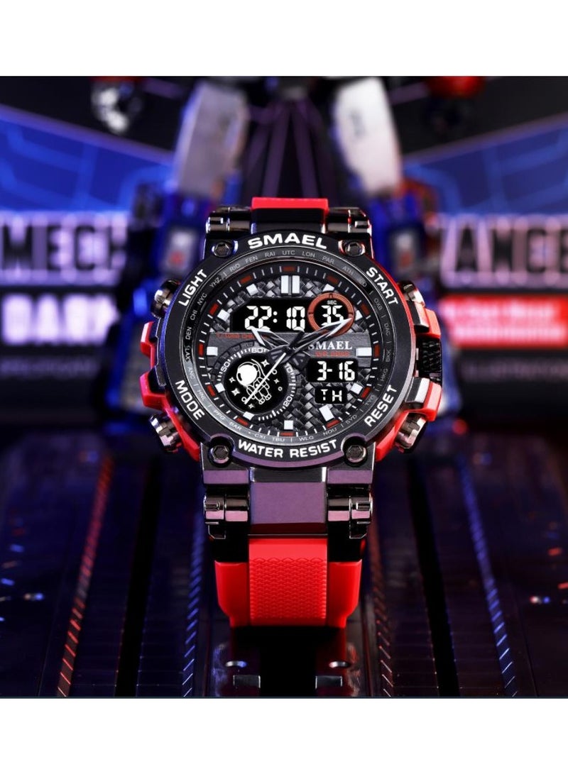 سميل ساعة رياضية إلكترونية رقمية كبيرة الحجم متعددة الوظائف بسوار من سبائك معدني بشاشة مزدوجة ومقاومة للماء - Image 2
