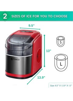 Vosco Ice Maker Countertop Red – 12Kg/24H, 9 Ice Cubes in 6 Mins, 2 Ice Sizes, Compact & Portable Ice Machine for Home, Office, Kitchen - pzsku/Z8273376B05BD553C34A5Z/45/_/1740037145/d50d1288-9f49-41af-bac6-024d35302039