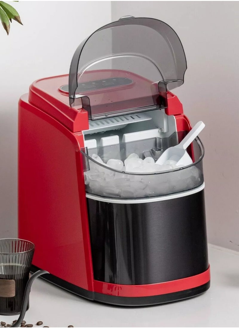 Vosco Vosco Ice Maker Countertop Red – 12Kg/24H, 9 Ice Cubes in 6 Mins, 2 Ice Sizes, Compact & Portable Ice Machine for Home, Office, Kitchen  - Image 1