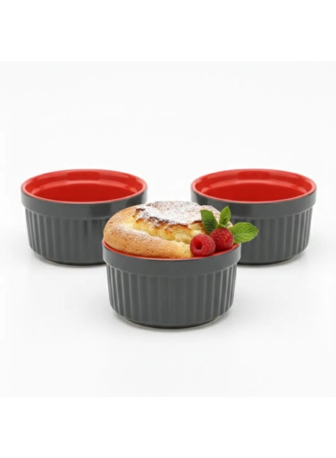 Danny Home Porcelain Cupcake Oven Bowls – Set of 3, Oven-Safe Ceramic Ramekins for Baking Cupcakes, Desserts & Individual Servings - Image 1