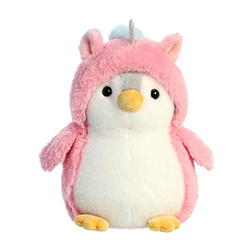 Aurora Playful Pompom Penguin Unicorn Stuffed Animal Vibrant Companions for Warm Cuddles Perfect for Adults Kids and Birthdays Pink 7 Inches - Image 1