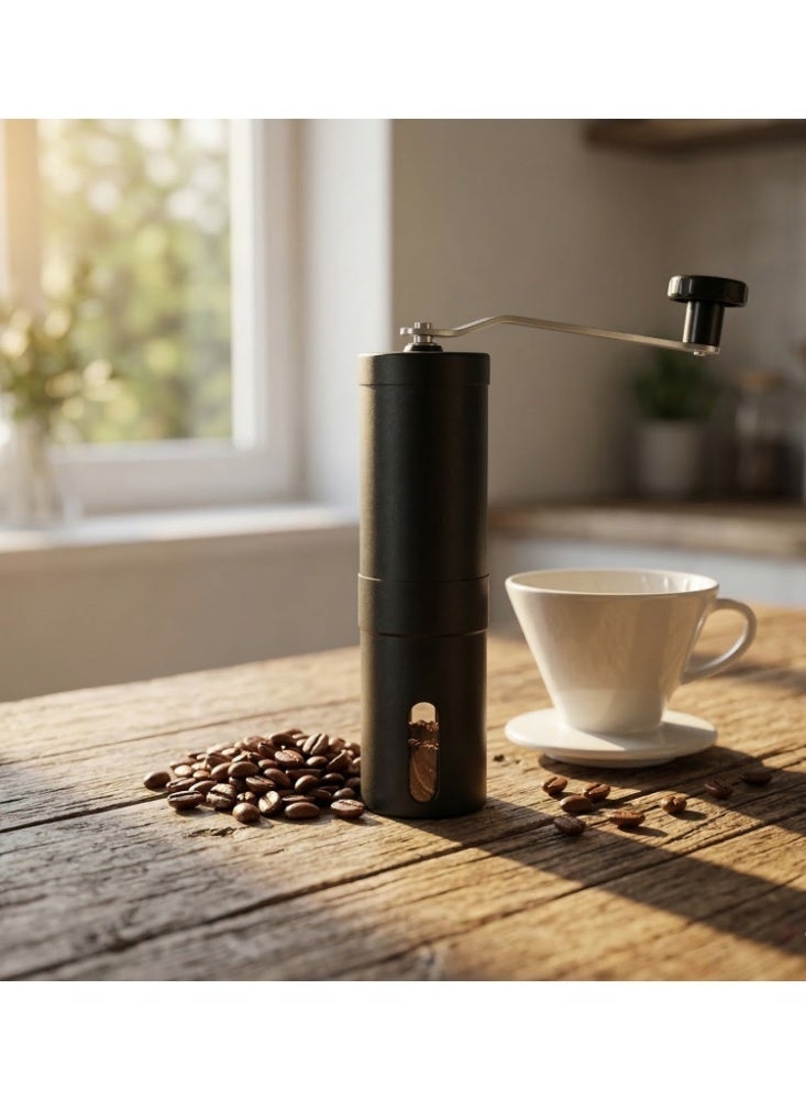 Portable Manual Coffee Grinder with Adjustable Ceramic Burr - Stainless Steel Hand Crank Mill for Espresso, French Press, Drip Coffee - Matte Black - Image 1