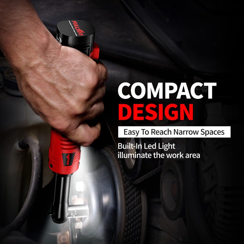 FULLYEA Electric Ratchet Wrench Set, 550 RPM Cordless Ratchet Wrench, 3/8" 18V Power Ratchet Tools with Variable Speed, LED Light, 7 Sockets, 2 Packs 2.0Ah Lithium-Ion Battery and Fast Charger - Image 3