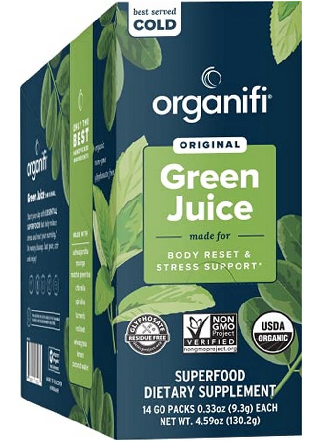 Organifi - Go Packs Green Juice Organic Superfood Supplement Powder 14 Servings Organic Vegan Greens Hydrates And Revitalizes - Image 1