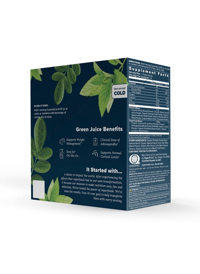 Organifi - Go Packs Green Juice Organic Superfood Supplement Powder 14 Servings Organic Vegan Greens Hydrates And Revitalizes - Image 1