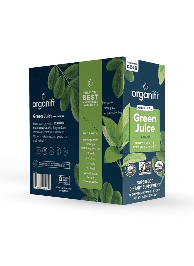 Organifi - Go Packs Green Juice Organic Superfood Supplement Powder 14 Servings Organic Vegan Greens Hydrates And Revitalizes - Image 1