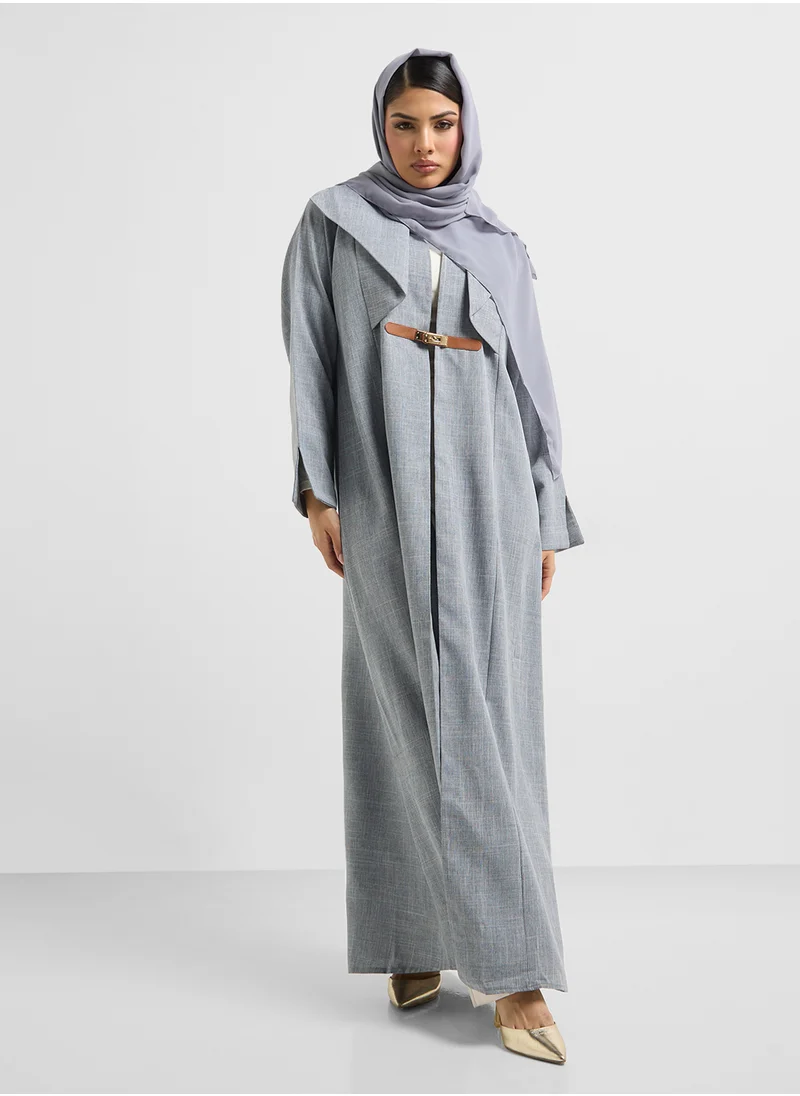 hayas closet Collared Belted Abaya