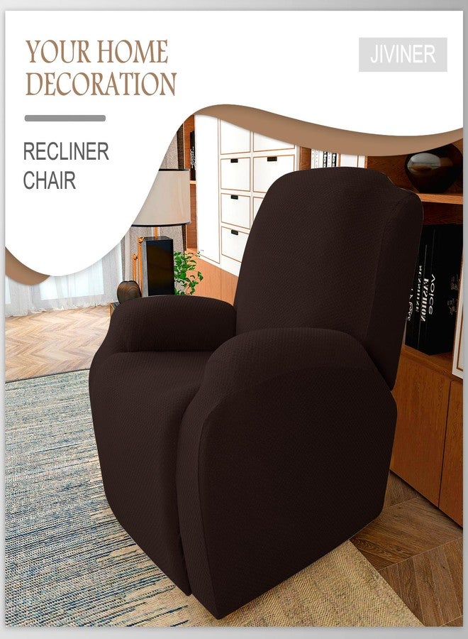 JIVINER Oversized Recliner Chair Covers 4 Piece Stretch Lazy Boy Recliner Sofa Slipcover Jacquard Large Recliner Covers with Elastic Bottom Soft Furniture Protector (XL Recliner,Dark Coffee) - Image 2