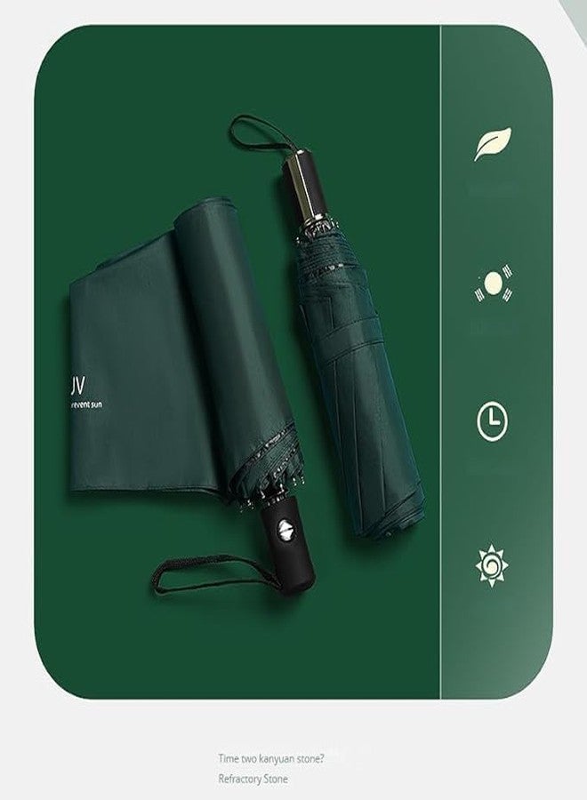 DGOOLS Compact Travel UV Sun Umbrellaa Windproof Small Umbrellaa for Rain,45Inch Folding Mini UPF Umbrellaa Automatic Open and Close, Handle Portable Umbrellaa for Men/Women (Green) - Image 2