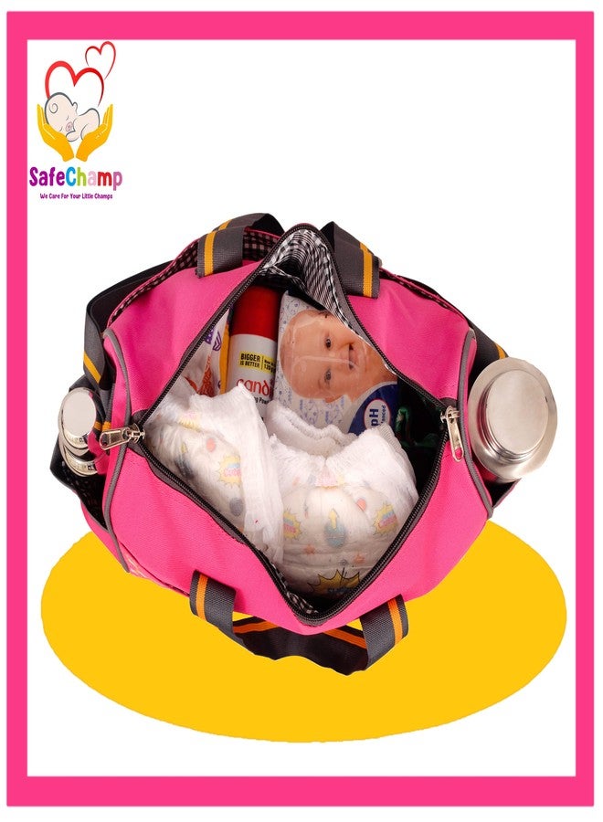 SafeChamp Chick Chick Multipurpose Diaper Bag Cum Mother Bag Diaper Bag (Pink) - Image 3