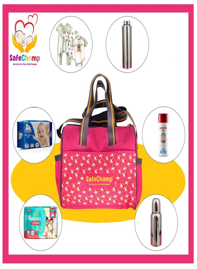 SafeChamp Chick Chick Multipurpose Diaper Bag Cum Mother Bag Diaper Bag (Pink) - Image 4