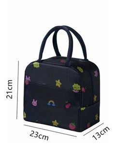 Y&D Strawberry Pattern Insulated Lunch Bag Black 23x21x13cm  - Image 2