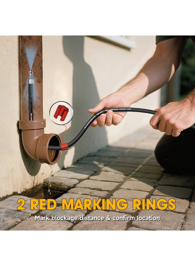 TUTULUCK Sewer Jetter Kit for Pressure Washer 50ft – 5800PSI drain jetter hose 1/4 Inch NPT Corner with Watering Spray Nozzle, Rotating and Button Hose Sewer Jetting Nozzles & Easy-to-Store Strap - Image 4