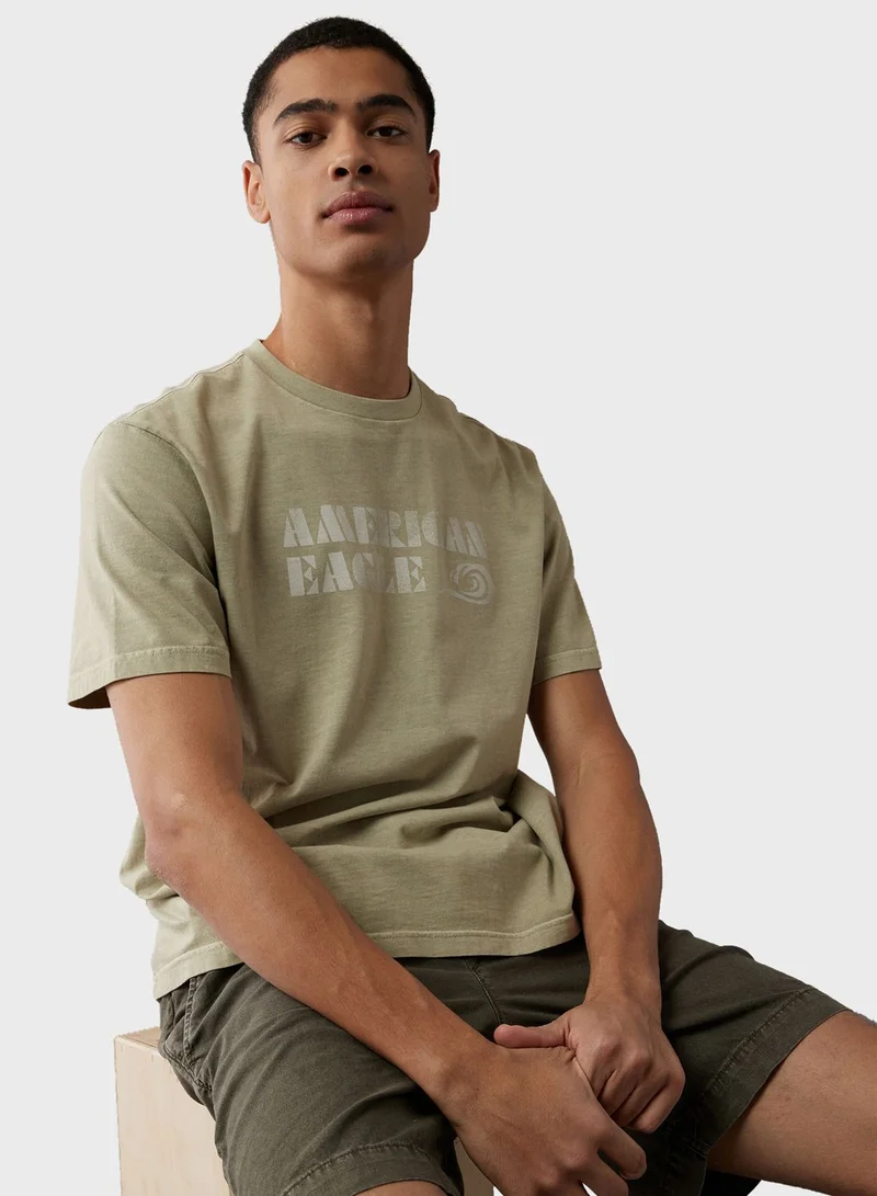 امريكان ايجل Logo Detail Crew Neck T-Shirt