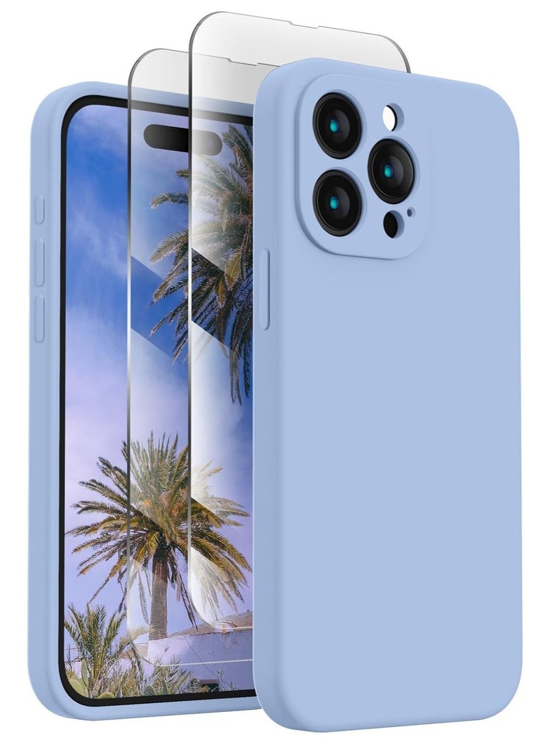 Raxoom Designed for iPhone 15 Pro Max Case, Silicone Upgraded [Camera Protection] for iPhone 15 ProMax Case with [2 Screen Protectors], Anti-Scratch Microfiber Lining, 6.7 inch, Light Blue - Image 1