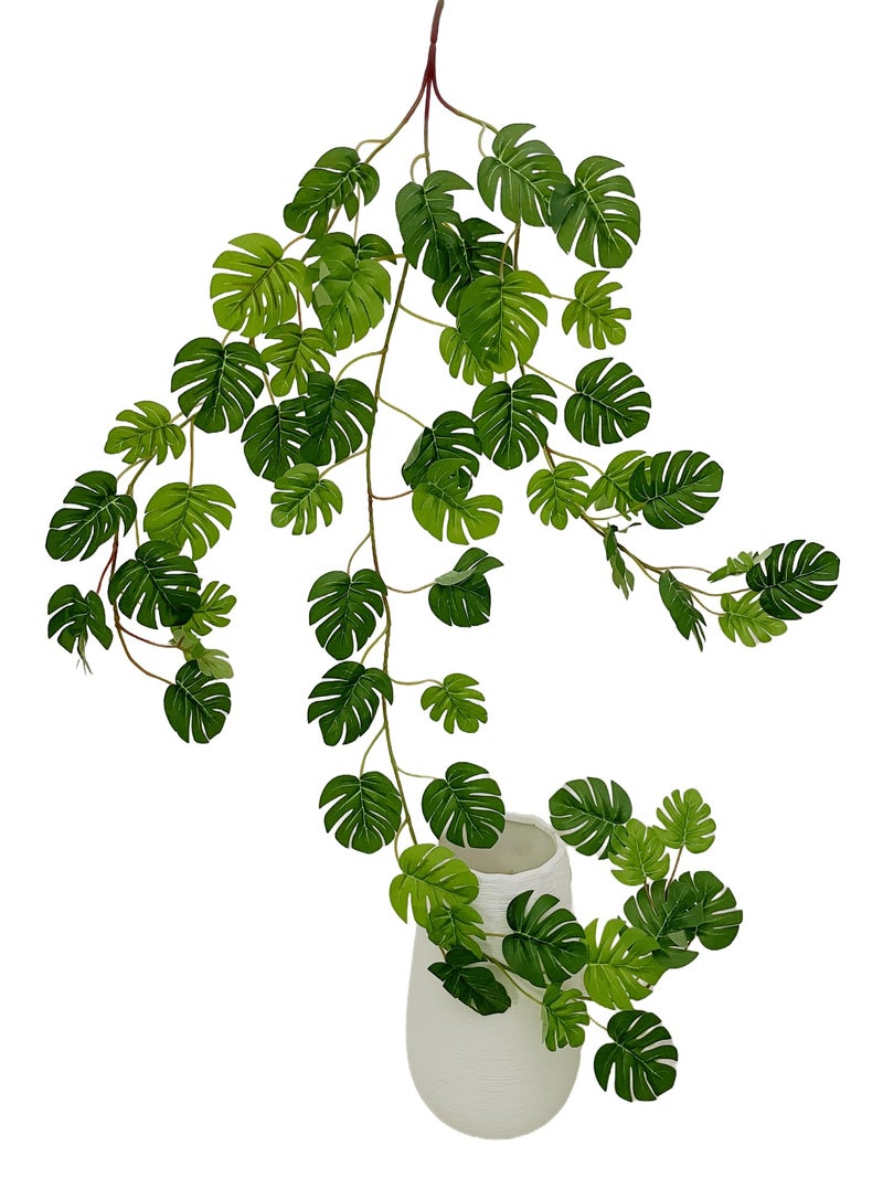 LebriTamFa Artificial Rattan Artificial Small Monstera Leaves Artificial Wall Hanging Vine Leaf Garland Plants Simulation Rattan Decoration Home Decor Accessories for Wedding Home (55 Leaves) - Image 1