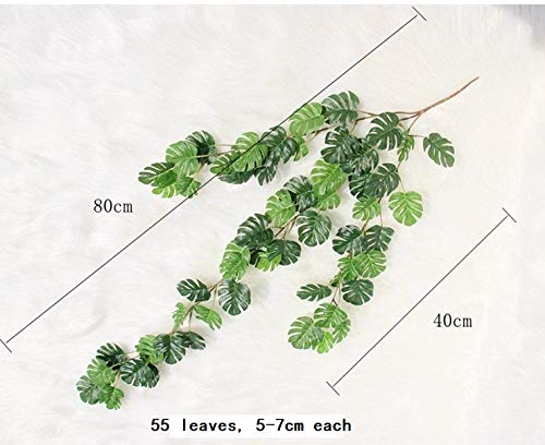 LebriTamFa Artificial Rattan Artificial Small Monstera Leaves Artificial Wall Hanging Vine Leaf Garland Plants Simulation Rattan Decoration Home Decor Accessories for Wedding Home (55 Leaves) - Image 5
