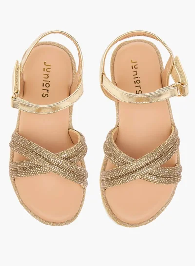 JUNIORS Girls Embellished Sandals with Hook and Loop Closure