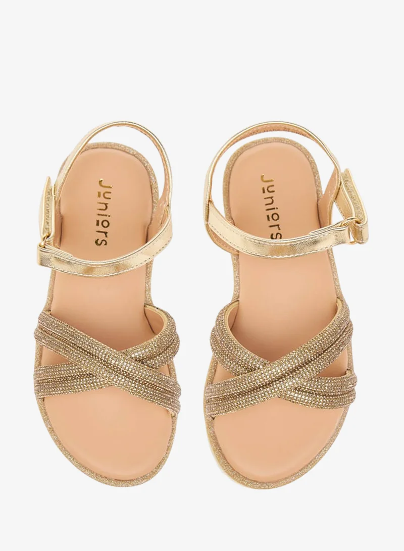 JUNIORS Girls Embellished Sandals with Hook and Loop Closure Ramadan Collection