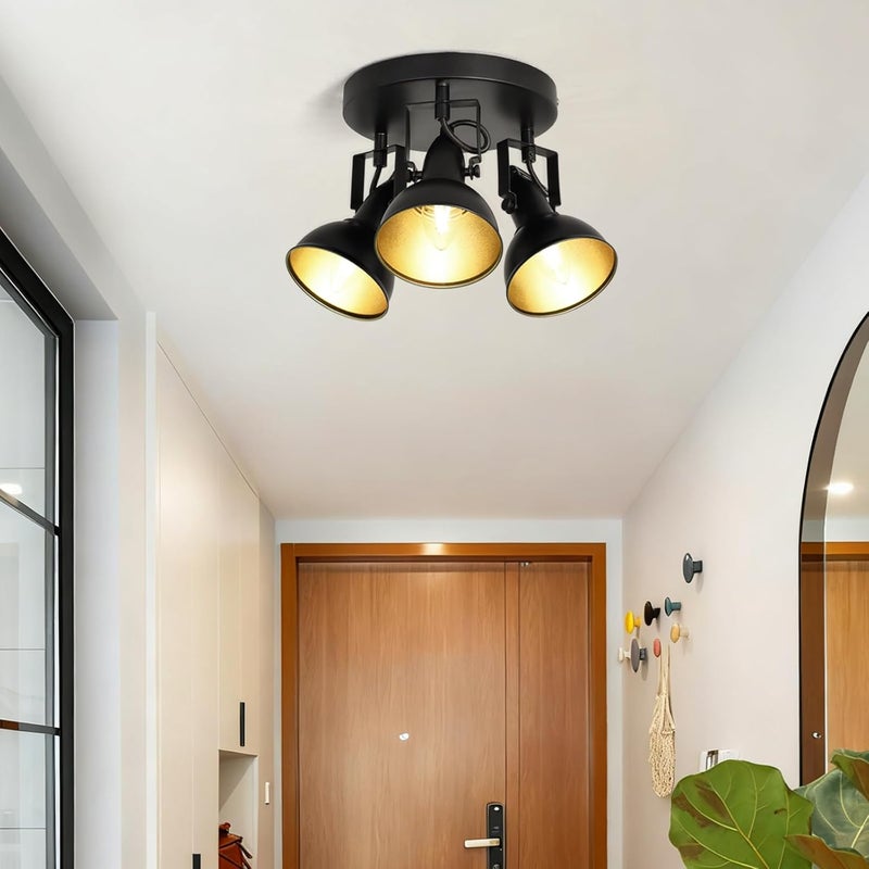 Depuley Ceiling Track Light Fixture: 3-Light Round Led Track Lighting Kit - Flush Mount Ceiling Spotlights Flexibly Adjustable Decorative Accent Lamp for Kitchen Living Room Bedroom Hallway E12 Base - Image 1